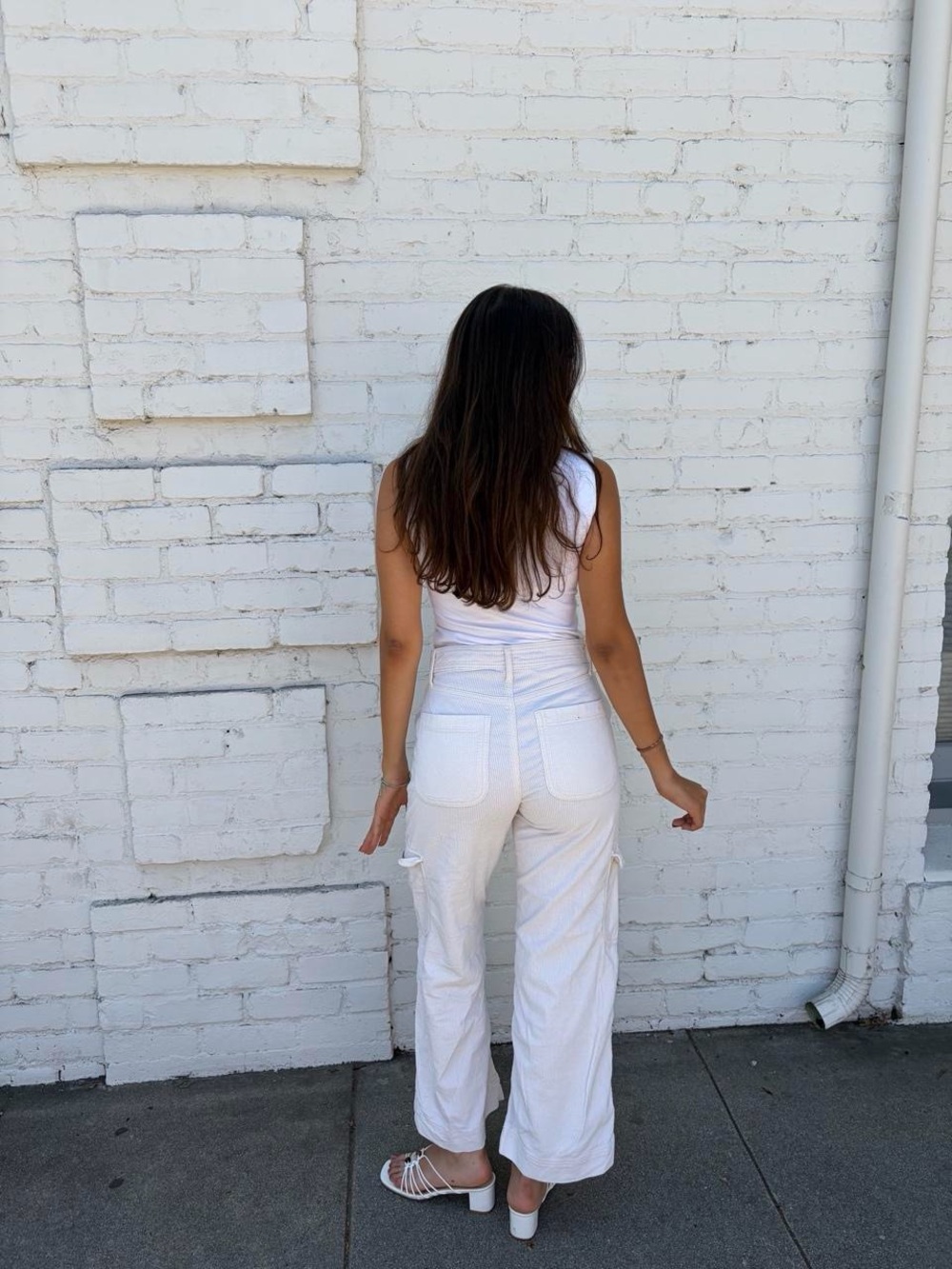 American eagle White wide leg high rise corduroy cargo pants sz 2 #streetwear - Picture 5 of 8